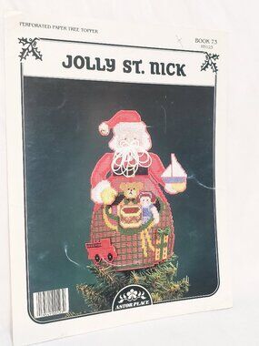 Jolly St. Nick Christmas Tree Topper Perforated Paper Cross Stitch Astor Place